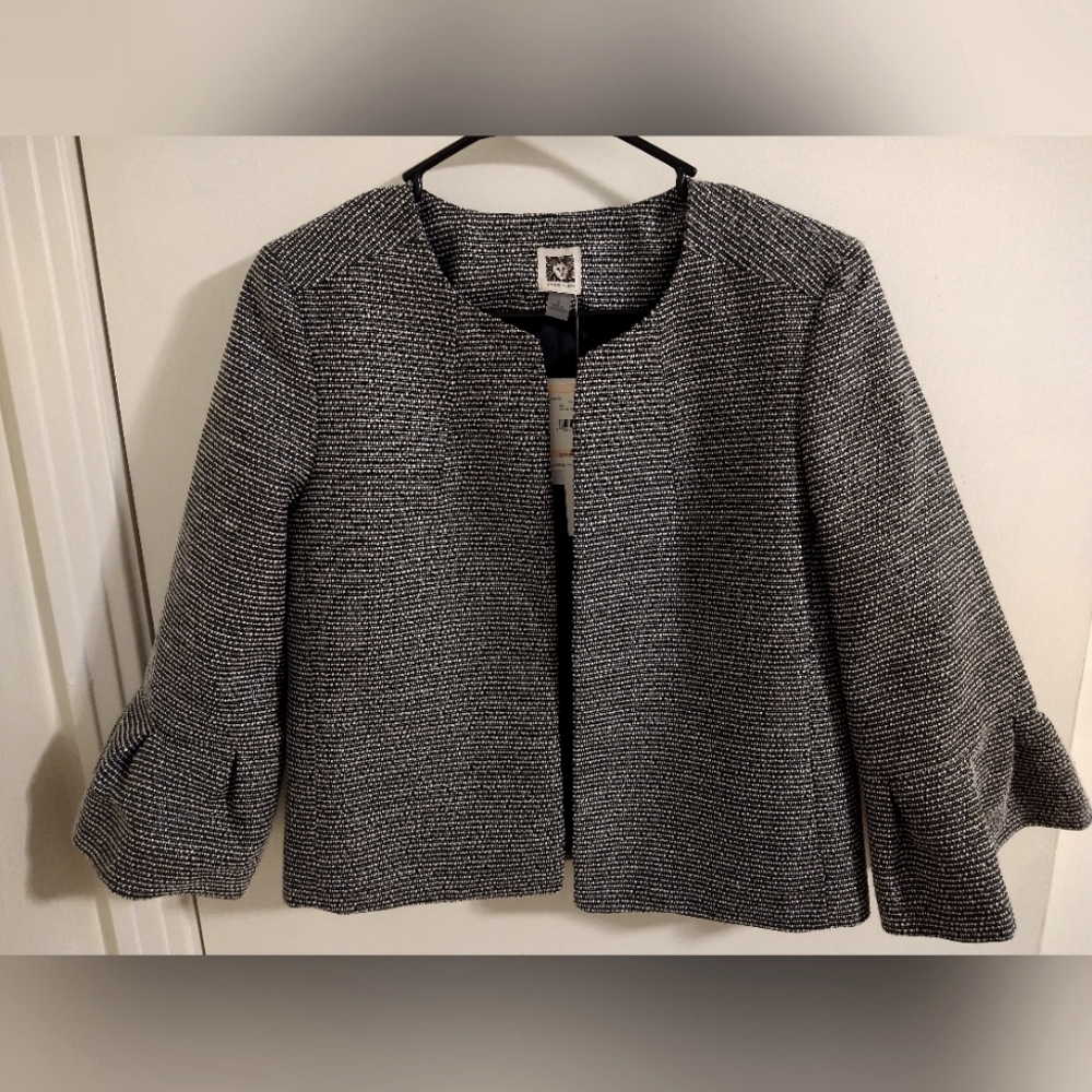 Anne Klein Black White Silver Knit Jacket Blazer NWT - Picture 1 of 4